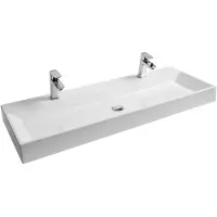 Ravak Natural - Dubbele wastafel Duo, 120x45 cm, zonder overloop, met kraangat, wit XJO01212000
