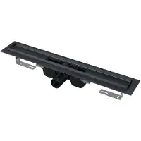 Alca - Douchegoot 75 cm, met rand voor geperforeerd rooster, mat zwart APZ1BLACK-750