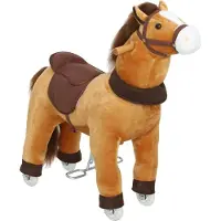 AIYAPLAY Kids Rocking Horse-PP-katoen, Polyester-70L x 28B x 75H cm-Koffiebruin