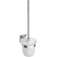 Sapho X-Square Wandgemonteerde toiletborstel, matglas, chroom