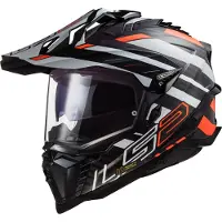 LS2 Helmets MX701 Explorer Carbon Edge, enduro helm ,Zwart/Oranje/Wit ,L
