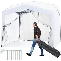Costway Paviljoen 3x3m, opklapbaar paviljoen met 2 muggennetten en transporttas, tuinpaviljoen, waterdicht, geschikt voor gebruik in de winter, opklapbare tuintent