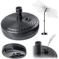 Kadax Parasolstandaard, ronde parasolstandaard, parasolhouder te vullen met zand water of grind, kunststof standaard voor tuin, terras, strand (versie 2, rond, antraciet)
