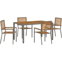 vidaXL Tuin Eettafel Set 5 st Grijs en Bruin poly rattan