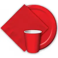 Haza Rode papieren feest bekertjes - 24x stuks - 256 ml - Wegwerpbekertjes van papier - tafeldecoratie