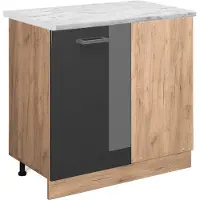 Vicco R-Line Hoekkast – 86 cm WB Marmer Antraciet Hoogglans