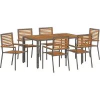 vidaXL Tuin Eettafel Set 7 st Grijs en Bruin poly rattan