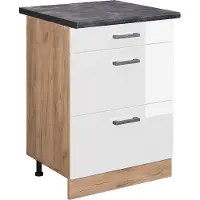 Vicco R-Line Keukenonderkast – 60 cm met laden, WB Antraciet Wit Hoogglans