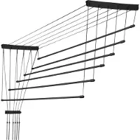 Kadax Plafondwasdroger, wasdroger voor het plafond 6, wanddroger met polyethyleen beklede stalen spijlen, plafonddroger, draagvermogen 12 kg (6x 170/zwart)