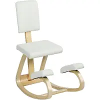 HOMCOM Kniestoel-Berkenhout, Polyester-84L x 51B x 93H cm-Crème wit