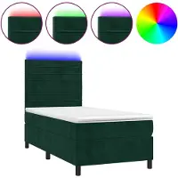 vidaXL Boxspring met matras en LED fluweel donkergroen 100x200 cm