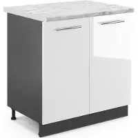 Vicco Fame-Line Wastafelkast – 80 cm, WB Marmer Wit Hoogglans