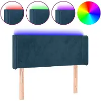 vidaXL Hoofdbord LED 103x16x78/88 cm fluweel donkerblauw