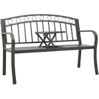 vidaXL Tuinbank met tafel 120 cm staal grijs