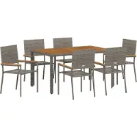 vidaXL Tuin Eettafel Set 7 st Grijs poly rattan