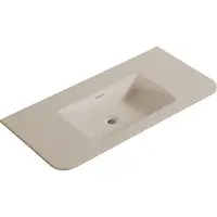 Wiesbaden Wastafel laro 100x48x1,5 cm zonder kraangat ronde hoeken solid surface beige