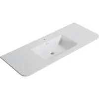 Wiesbaden Wastafel laro 120x48x1,5 cm met 1 kraangat ronde hoeken solid surface mat wit