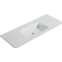 Wiesbaden Wastafel Laro 120x48x1,5 cm Zonder Kraangat Ronde Hoeken Solid Surface Mat Wit