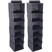 Storage solutions Kast organizer - 2x stuks - 6 vaks - antraciet - 30 x 30 x 120 cm - ruimtebesparend