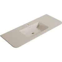 Wiesbaden Wastafel Laro 120x48x1,5 cm Met 1 Kraangat Ronde Hoeken Solid Surface Beige