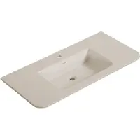 Wiesbaden Wastafel Laro 100x48x1,5 cm Met 1 Kraangat Ronde Hoeken Solid Surface Beige