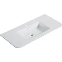 Wiesbaden Wastafel Laro 100x48x1,5 cm Met 1 Kraangat Ronde Hoeken Solid Surface Mat Wit