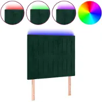 vidaXL Hoofdbord LED 80x5x118/128 cm fluweel donkergroen