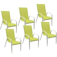 Happy Garden Set van 6 MARBELLA stoelen in groen textilene - wit aluminium