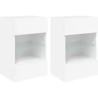 vidaXL Wandkasten met LED-verlichting voor tv 2 st 40x30x60,5 cm wit