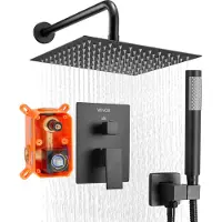 Vevor Douchekraan Regendouchesysteem voor Badkamer Douchesysteem met 254 mm Vierkante Regendouchekop &amp; Handdouche