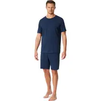 Schiesser Pyjama lang ' Modern Bonded ' blauw