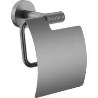 Alvoro Aura Toiletrolhouder Met Klep - Geborsteld Gunmetal PVD - RVS 304 - Accessoires, Toilet accessoires, Toiletrolhouders