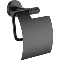 Alvoro Aura Toiletrolhouder Met Klep - Mat Zwart PVD - RVS 304 - Accessoires, Toilet accessoires, Toiletrolhouders