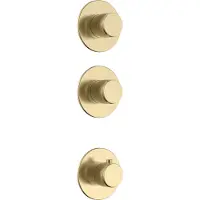 Alvoro Aura Afbouwdeel Voor Inbouw Thermostaat Met 2 Stopkranen - Geborsteld Messing PVD - Kranen, Badkranen, Inbouw Badkranen - 5404024125520