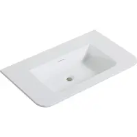 Wiesbaden Wastafel Laro 80x48x1,5 cm Zonder Kraangat Ronde Hoeken Solid Surface Mat Wit