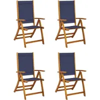 vidaXL Klapstoelen 4 stuks van massief acaciahout en textilene