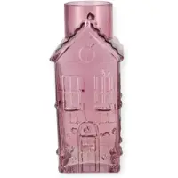 DK Design Daan Kromhout - Vaas - Bloemenvaas - Glas - Huis - Roze - 13x13x30 cm - House