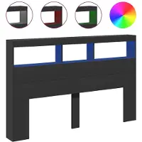 vidaXL Hoofdbordkast met LED-verlichting 160x17x102 cm zwart
