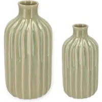 DK Design Daan Kromhout - Vaas - Bloemenvaas - Set van 2 - Keramiek - Groen - 20 en 28cm hoog