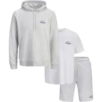 Jack & Jones Joggingpak 'JJBRANDON' navy / zwart / wit / wit gemêleerd