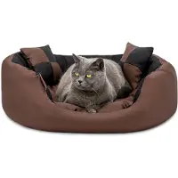 Lionto Kattenbed 4-in-1 design met speelkussens, 65x50 cm zwart/bruin