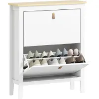 HOMCOM neerklapbare schoenenkast - Spaanplaat - 80x24x95,5cm - Wit