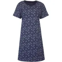 Temptation Dames Nachthemd - Katoen - Korte Mouwen - Blauw - Maat L
