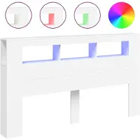 vidaXL Hoofdeinde met LED 180x18,5x103,5 cm bewerkt hout wit