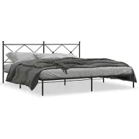 vidaXL Bedframe met hoofdbord metaal zwart 193x203 cm