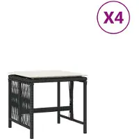 vidaXL Tuinkrukken 4 st met kussens 41x41x36 cm poly rattan zwart