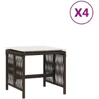 vidaXL Tuinkrukken 4 st met kussens 41x41x36 cm poly rattan bruin