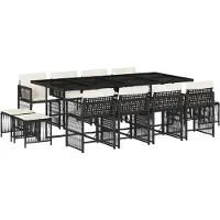 vidaXL 13-delige Tuinset met kussens poly rattan zwart