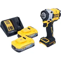 DeWalt Boormachine + slagboor, DCF 922 H2 accu-slagmoersleutel 18 V 406 Nm 1/2" borstelloos + 2x Powerstack accu 5,0 Ah + (Oplaadbare batterij)