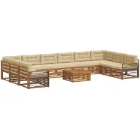 vidaXL Sofa-Sets 11 st Natuurlijk en Beige Massief Acacia Hout